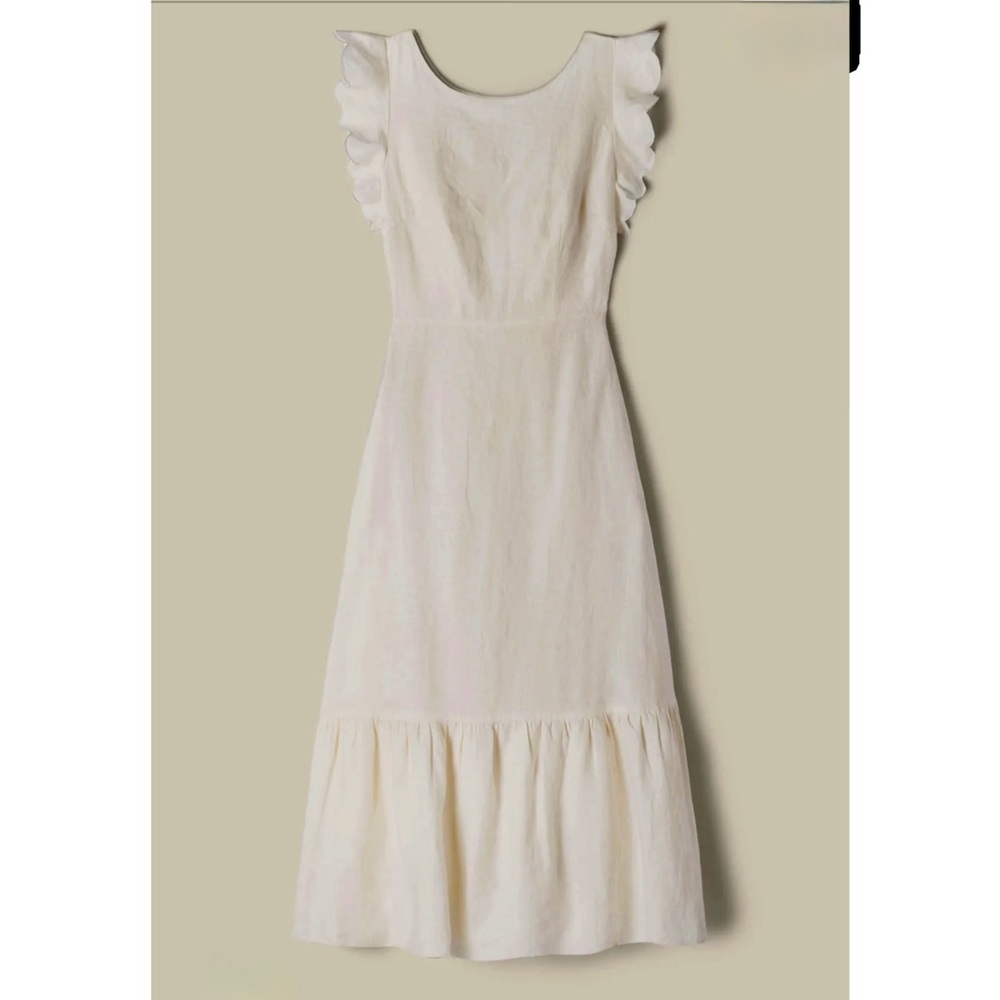 Ivory Linen Trovata Rosa Dress with Tie Back